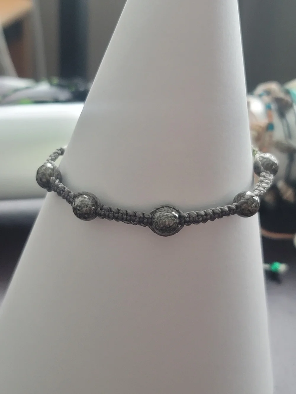 Hand-Knotted Gray Beaded Bracelet - Unbranded